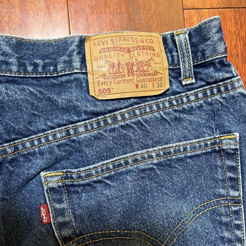 Vintage Levis Jeans Men 40x30 (Fit 39x30) 505 Straight Leg Work Blue Distressed